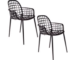 Zuiver Albert Kuip Tuinstoelen met armleuning Zwart - Set van 2