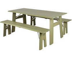 Zuiver Avenue Tuintafel/ Picknicktafel/ Biertafel Met 2 Banken Opklapbaar Hout Groen