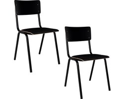 Zuiver Back To School HPL Eetkamerstoelen/ Kantinestoelen/ Schoolstoelen Zwart - Set van 4