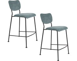 Zuiver Benson Barkrukken rugleuning 64,5 cm Grijs/ Blauw - Set van 2