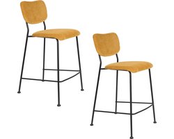 Zuiver Benson Barkrukken rugleuning 64,5 cm Oker - Set van 2