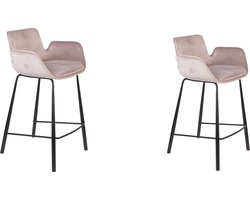 Zuiver Brit Barkrukken rugleuning 67,5 cm Roze - Set van 2
