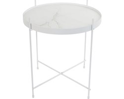 Zuiver Cupid Bijzettafel Rond 43 cm Glas/ Marmer Wit