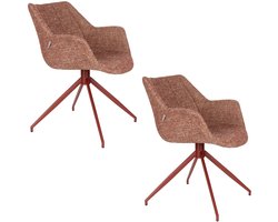 Zuiver Doulton Eetkamerstoelen Armleuning Terra/ Rood - Set van 2
