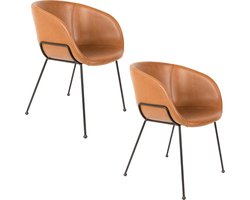 Zuiver Feston Eetkamerstoelen Armleuning Bruin - Set van 2