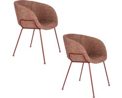 Zuiver Feston Eetkamerstoelen Armleuning Terra/Rood - Set van 2