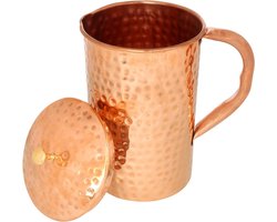 zuiver gehamerde kop van koper met deksel voor de gezondheidsvoordelen 1200 ml