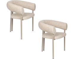Zuiver Heels Eetkamerstoelen Armleuning Beige - Set van 2