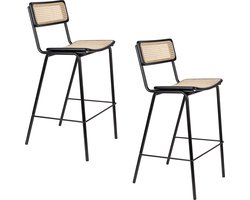 Zuiver Jort Barkruk 77,5 cm Naturel/Zwart - Set van 2