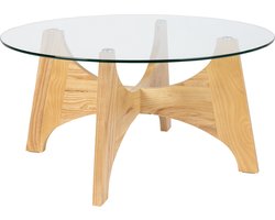 Zuiver Kobe Salontafel Rond 80 cm Glas/ Hout - Beige