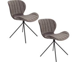 Zuiver OMG Velvet Eetkamerstoelen Grijs - Set van 2