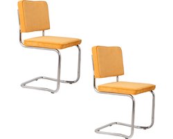Zuiver Ridge Kink Rib Eetkamerstoelen Geel - Set van 2