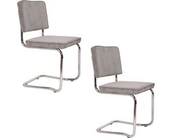 Zuiver Ridge Kink Rib Eetkamerstoelen Lichtgrijs - Set van 2