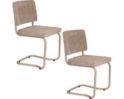 Zuiver Ridge Kink Soft Eetkamerstoelen Beige - Set van 2