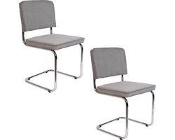 Zuiver Ridge Rib Eetkamerstoelen Lichtgrijs - Set van 2