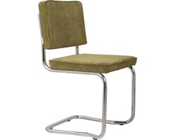 Zuiver Ridge Rib Kink Eetkamerstoelen Groen - Set van 2
