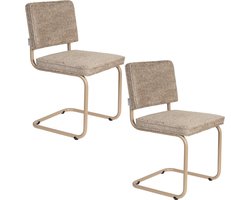 Zuiver Ridge Soft Eetkamerstoelen Beige - Set van 2