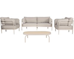 Zuiver Vista Tuin Loungeset bank + tafel + 2 fauteuils - Beige