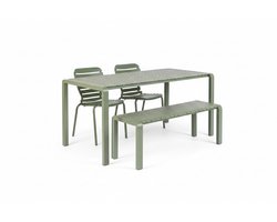 Zuiver Vondel Tuinset 4 personen - tuintafel + 2 stoelen + tuinbankje Groen