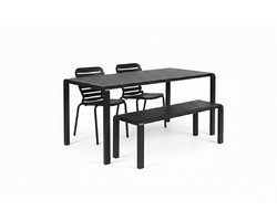 Zuiver Vondel Tuinset 4 personen - tuintafel + 2 stoelen + tuinbankje Zwart