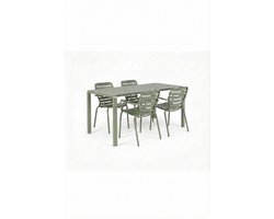 Zuiver Vondel Tuinset 4 personen - tuintafel + 4 stoelen met armleuning Groen