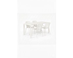 Zuiver Vondel Tuinset 4 personen - tuintafel + 4 stoelen met armleuning Wit