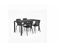 Zuiver Vondel Tuinset 4 personen - tuintafel + 4 stoelen met armleuning Zwart
