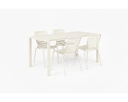 Zuiver Vondel Tuinset 4 personen - tuintafel + 4 stoelen Wit