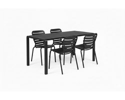 Zuiver Vondel Tuinset 4 personen - tuintafel + 4 stoelen Zwart