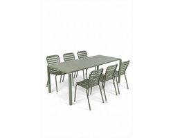 Zuiver Vondel Tuinset 6 personen - tuintafel + 6 stoelen Groen