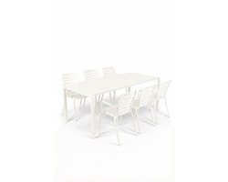 Zuiver Vondel Tuinset 6 personen - tuintafel + 6 stoelen met armleuning Wit