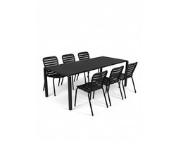 Zuiver Vondel Tuinset 6 personen - tuintafel + 6 stoelen Zwart