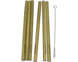 ZUPERZOZIAL - rietjes, BAMBOO STRAWS, bamboe, herbruikbaar, biologisch afbreekbaar, inclusief borstel, set/6