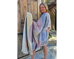 ZusenZomer hamamdoek ALYA - 95 x 190 cm- Hamam strandlaken- Badlaken-Saunadoek- Katoen- Fairtrade-Blauw Rood