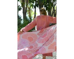 ZusenZomer hamamdoek- XL Strandlaken- Badlaken-100% katoen- ALYA - 95 x 190 cm- Roze Oranje