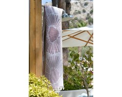 ZusenZomer hamamdoek- XL strandlaken-Badlaken- Fairtrade- 100% katoen- ALYA - 95 x 190 cm-Grijs Bruin