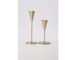 Zusss Cadeauset 2 Kandelaren Maat S & M Metaal Hartje Goud - Verjaardagscadeau - Verjaardag - Kerst - Sinterklaas - Cadeau Goud