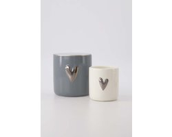 Zusss Cadeauset 2 Keramieken Geurkaarsen Wit En Grijsblauw Blauw