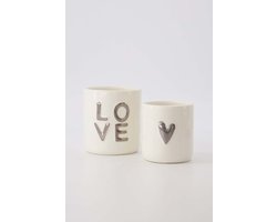 Zusss Cadeauset 2 Keramieken Geurkaarsen Wit/Zilver - Verjaardagscadeau - Verjaardag - Kerst - Sinterklaas - Cadeau Wit