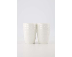 Zusss Cadeauset 2 Mokken L Met Reliëf Hartjes Wit - Verjaardag - Cadeau Dames Keramiek Wit