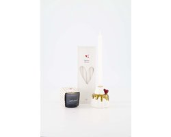 Zusss Cadeauset - Geurkaarsje Met Kaarsjes En Kandelaartje - Verjaardag - Cadeau Wit