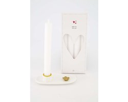 Zusss Cadeauset - Kaarsen Met Kandelaar - Verjaardag - Cadeau Keramiek Wit / Goud