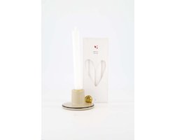 Zusss Cadeauset Kandelaar Hartje En Set Van 4 Kaarsen - Verjaardag - Cadeau Keramiek Zand / Goud