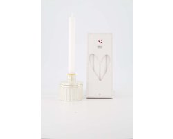 Zusss Cadeauset - Kandelaar Met Kaarsen - Verjaardag - Cadeau Keramiek Zand / Goud