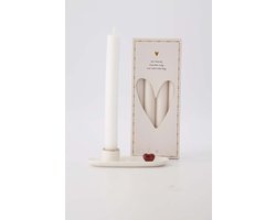 Zusss Cadeauset Kandelaar Met Kaarsen - Verjaardagscadeau - Verjaardag - Kerst - Sinterklaas - Cadeau Wit