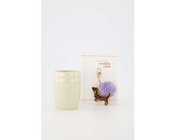 Zusss Cadeauset Koffiekopje En Tashanger Dog Lover - Cadeau - Verjaardag 30% Polyester / 30% Glas / 20% PU Leer / 15% Messing / 5% Katoendraad Lila / Zand