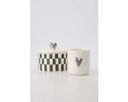 Zusss Cadeauset Met 2 Geurkaarsen Hartje Zilver - Verjaardagscadeau - Verjaardag - Cadeau Keramiek / Paraffine Wit/Zilver