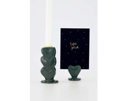 Zusss Cadeauset Met Kaartenstandaard En Kandelaar Hartjes - Verjaardag - Cadeau Groen