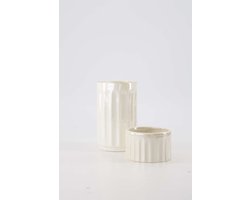 Zusss Cadeauset - Tafelvaasje En Waxinelichthouder - Verjaardag - Cadeau Keramiek Wit / Goud