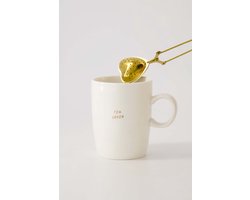 Zusss Cadeauset Theemok Met Theezeef Goud - Verjaardagscadeau - Verjaardag - Kerst - Sinterklaas - Cadeau Wit